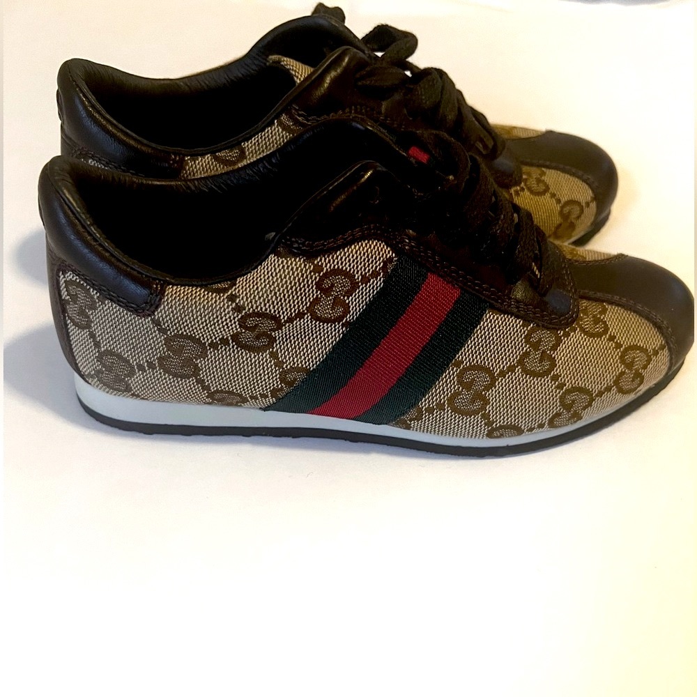 Gucci Vintage Monogram Shoe (Authentic) - Brown, Red, Green